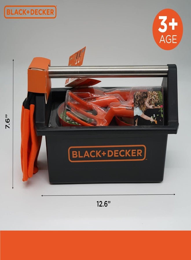 BLACK+DECKER Black & Decker Open Garden Toolbox Complete with Eight Piece Garden Tools Set for Kids - Image 2